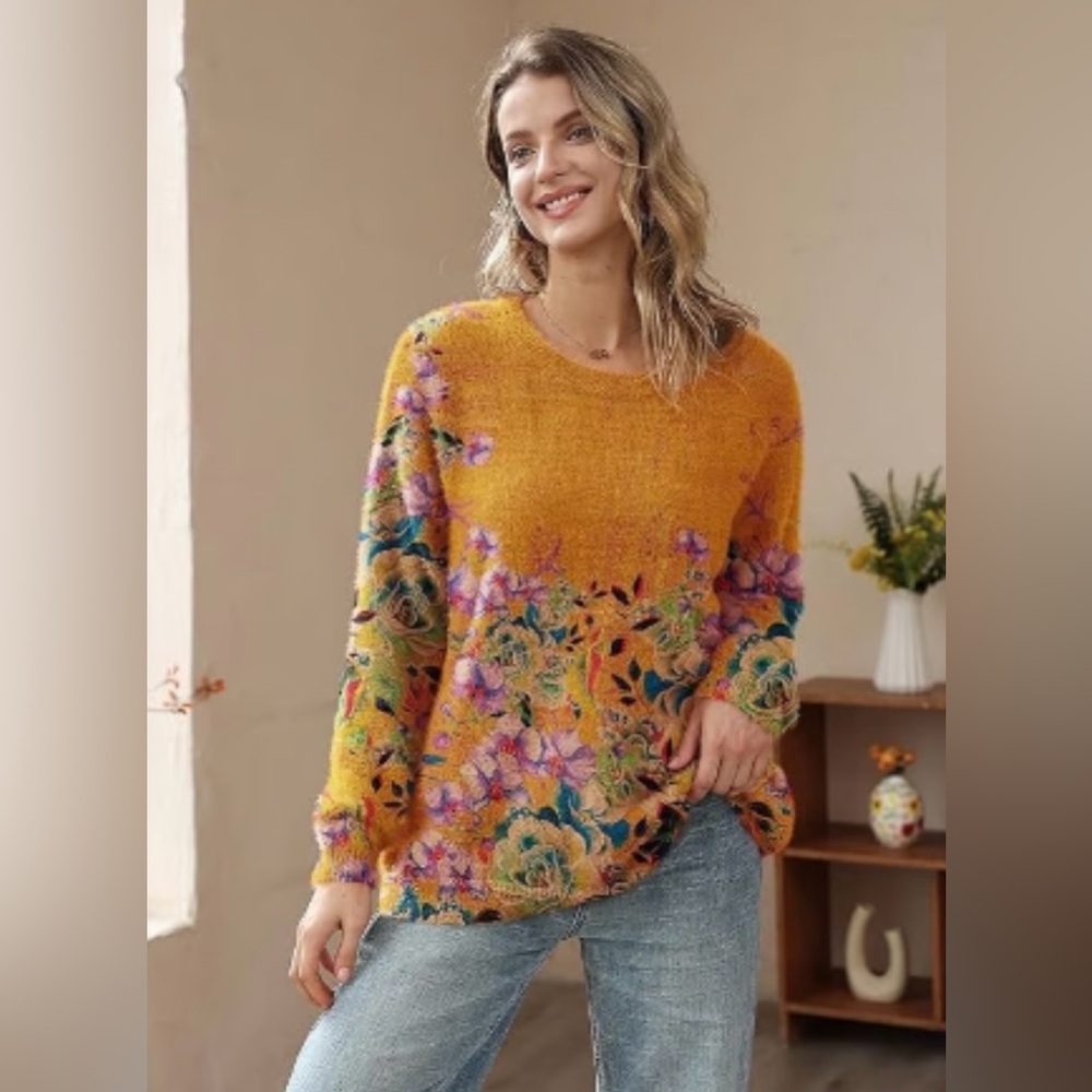 💵New in Bag YesNo Floral Patterned Sweater Size Large